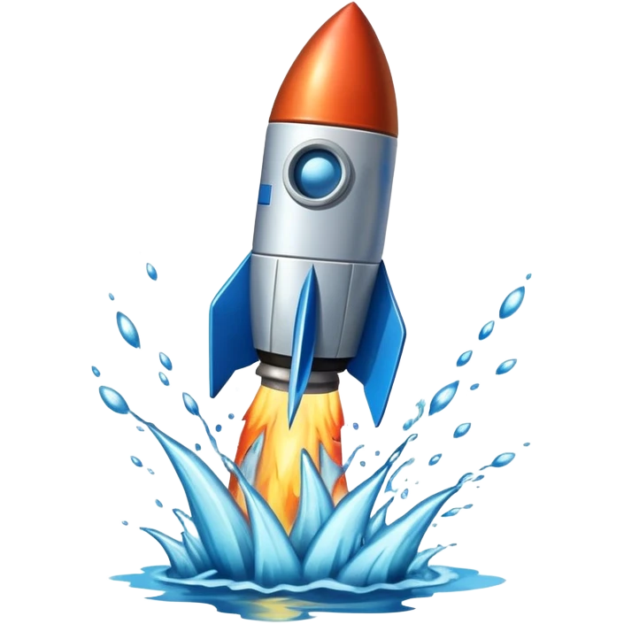 rocket that smokes and comes out of the water emoji