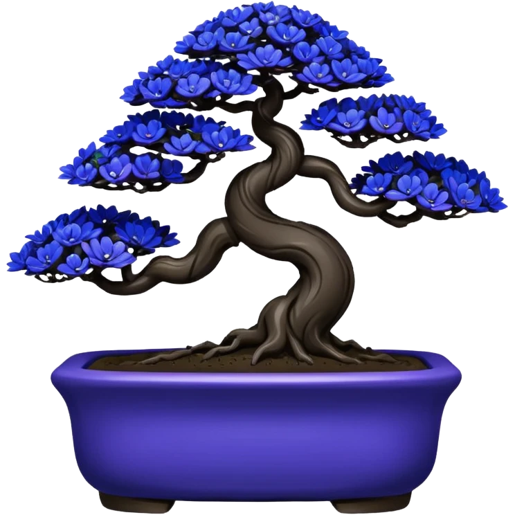  Earthenware shiny black-purple cobalt tiny bonsai  emoji