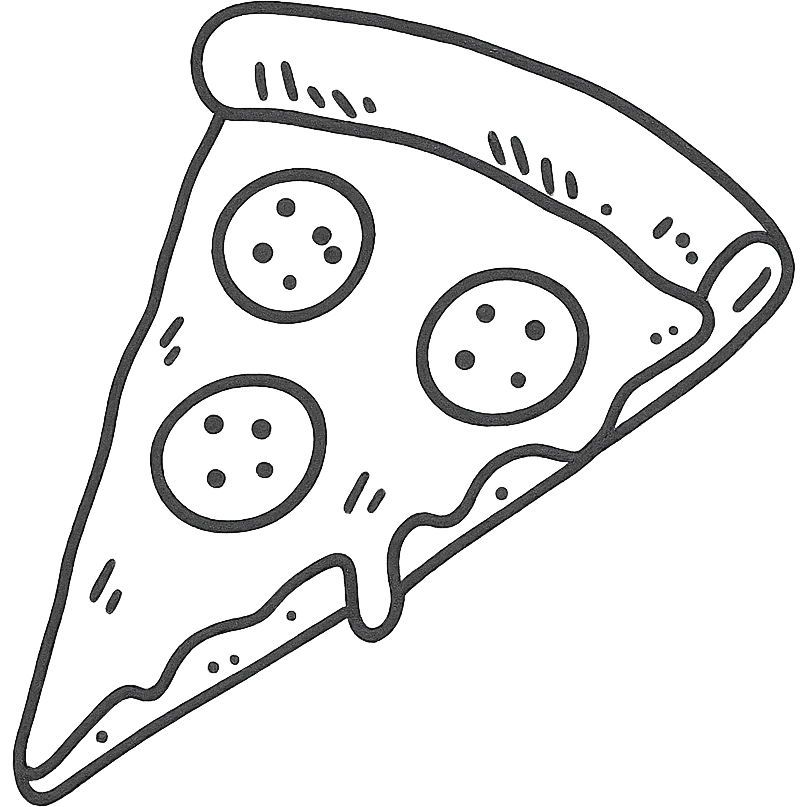hand-drawn outlined slice of pizza icon emoji