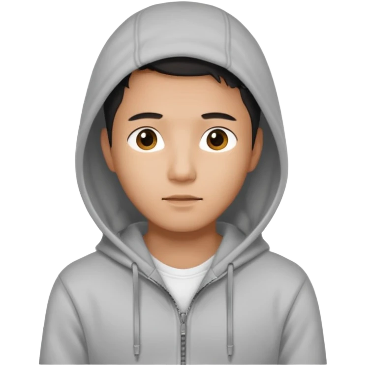 Create a handsome korean men with a white tshirt and a hoddy with ziper emoji