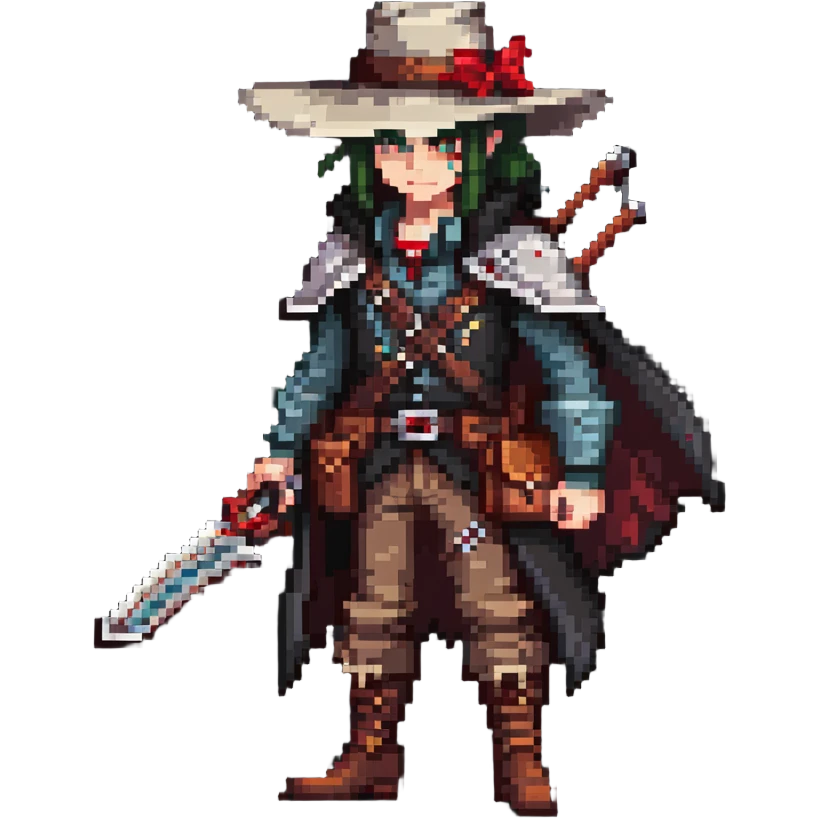 Vampire hunter with crossbow and wide-brimmed hat emoji