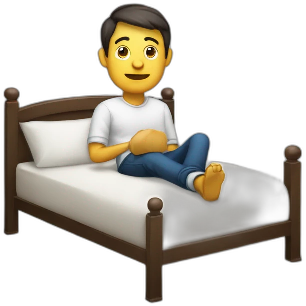 Homme a quatre pattes sur un lit emoji