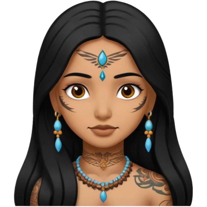 an ios genmoji for a pretty  indian girl with black long hair  tattooed, beautiful girl emoji
