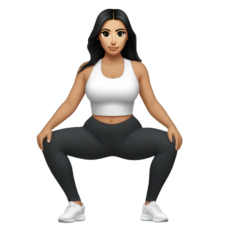 Kim K squatting  in yoga pants emoji