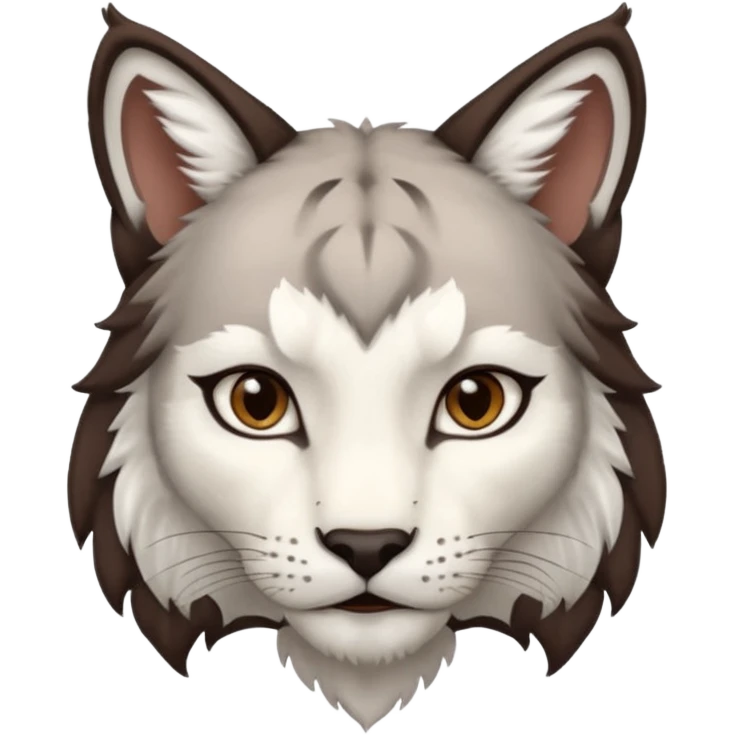 Garçon au cheveux marron foncé avec des oreilles de lynx blanc emoji