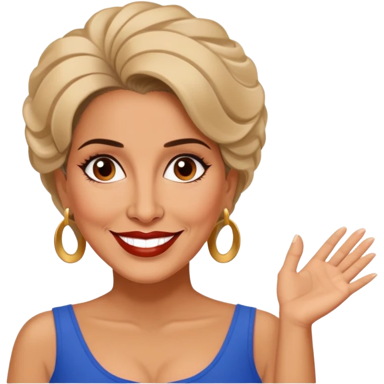 Famous Puerto Rican actress Marian Pabón with her distinctive hairstyle, warm smile, expressive eyes, middle-aged woman emoji