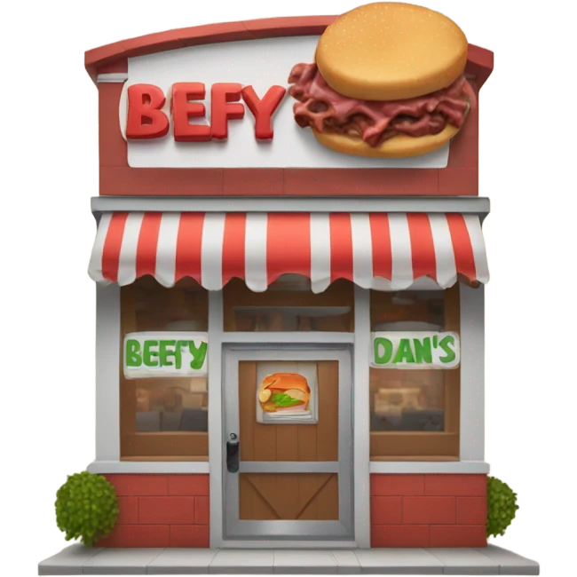 Restaurant named "Beefy Dan's" emoji