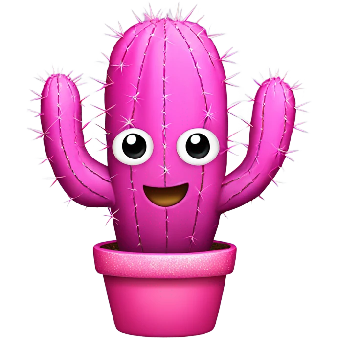 Pink cactus with glitter emoji