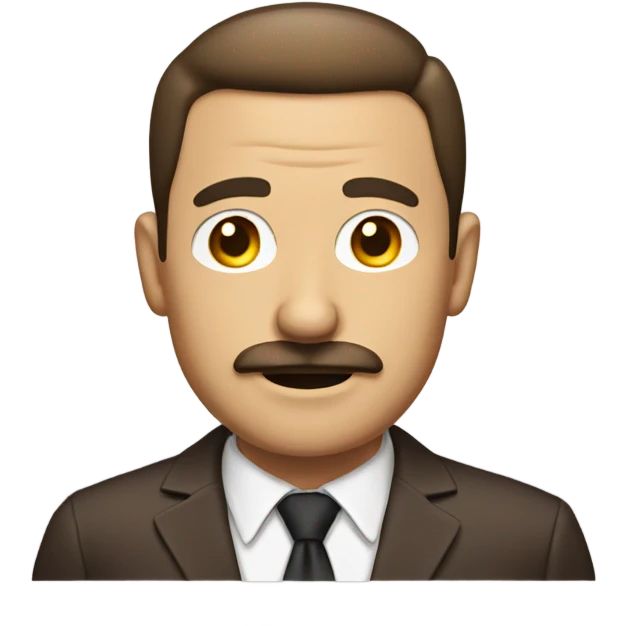 Guy with square moustache combover brown suit emoji