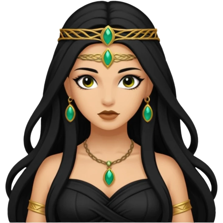 Achlys, Poison Goddess from Rome Mythology with long black hair, black outfit emoji