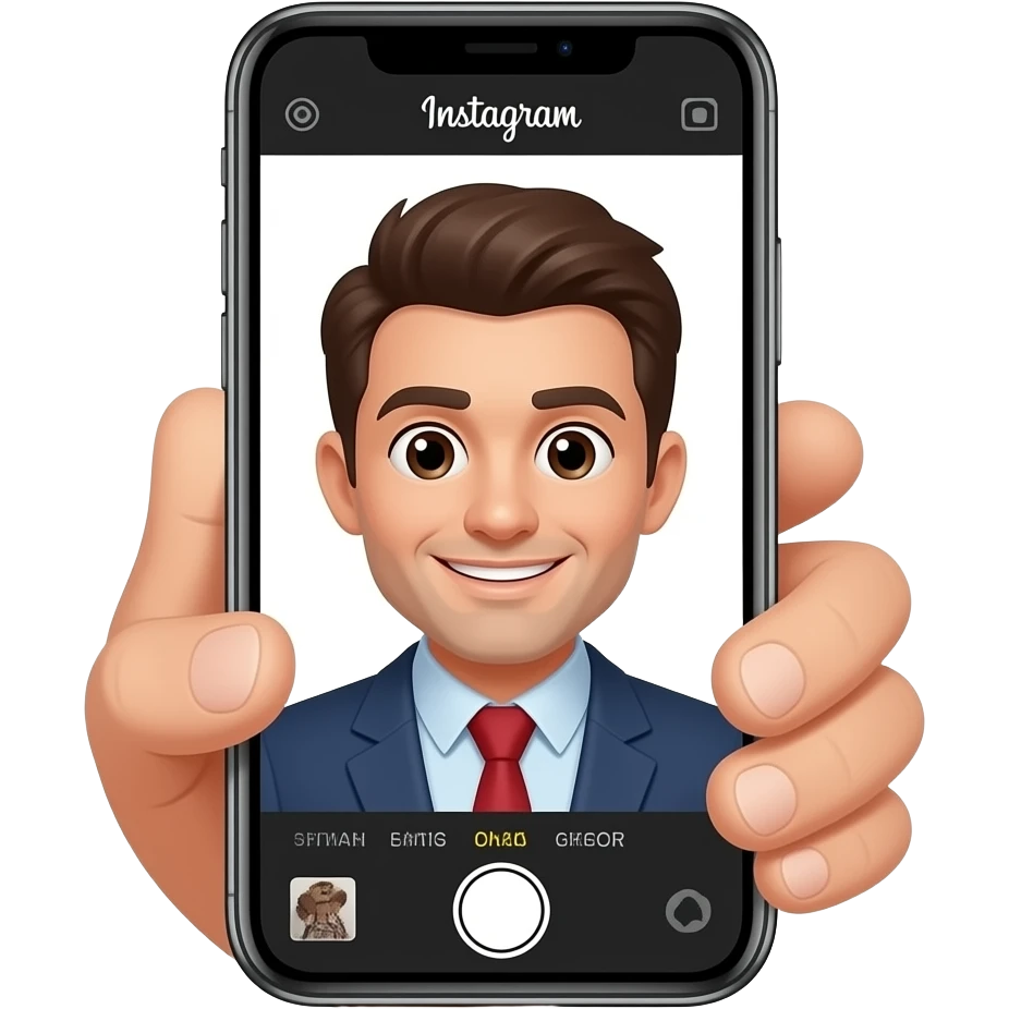 instagram content creator: filming himself on a smartphone emoji