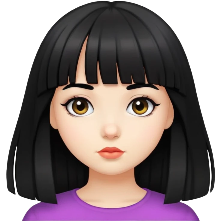 cute girl with black bangs hairstyle emoji