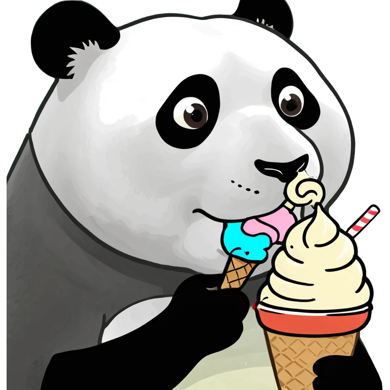 Panda eating ice cream emoji