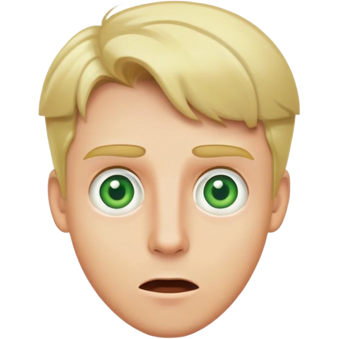 Blond man, green eyes surprised emoji