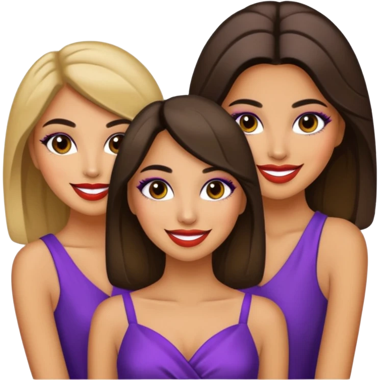 3 olive skin tone best friends. Glammed up, smiling  emoji