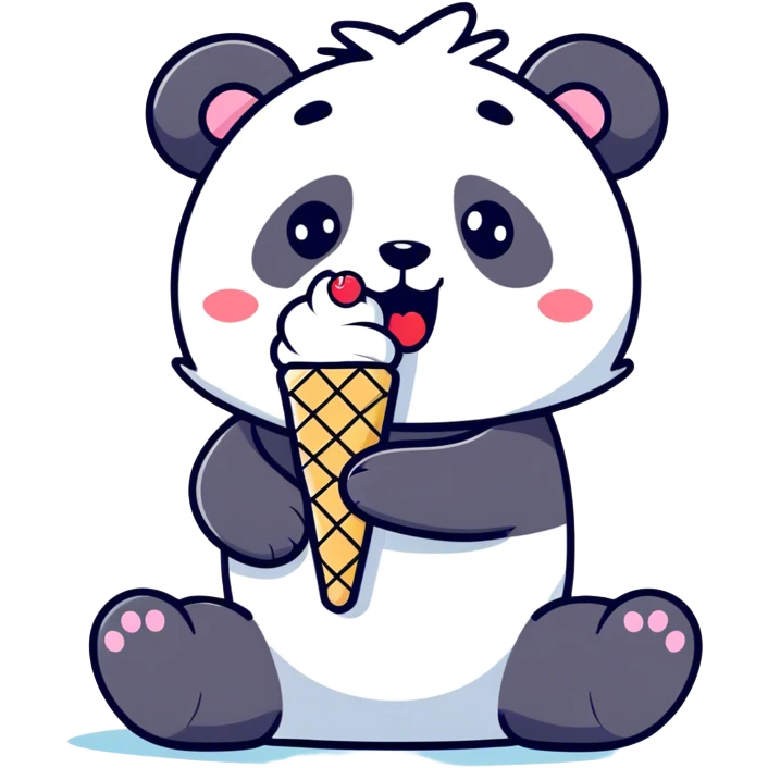 Panda eating ice cream and cry emoji