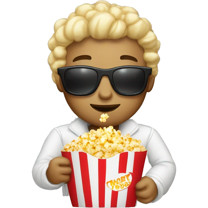 white worker with sunglasses eating popcorn  emoji