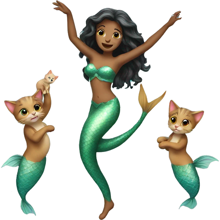 Mermaids dancing with kittens emoji