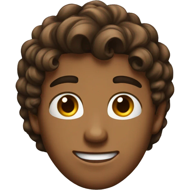 a teen guy face brown with brown eyes , a head of tightly curled hair emoji
