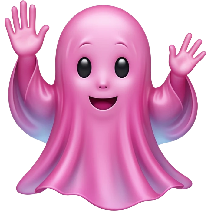 Pink ghost waving softly emoji