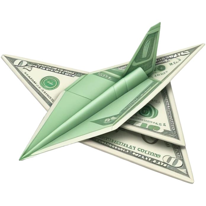 Paper airplane following the money emoji