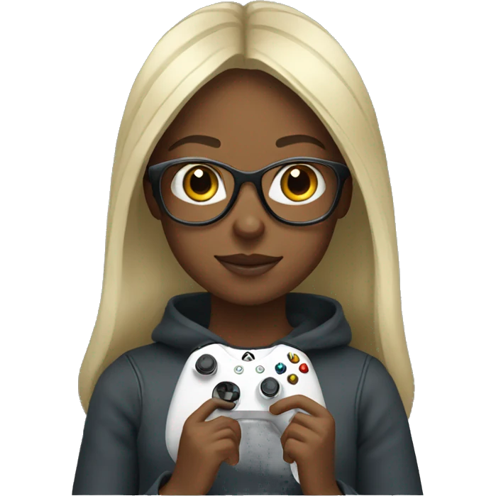 Girl with glasses and Xbox controller  emoji