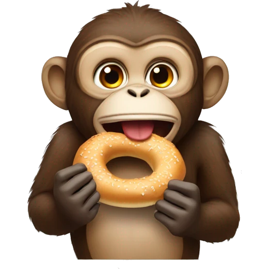 Monkey eating a bagel emoji