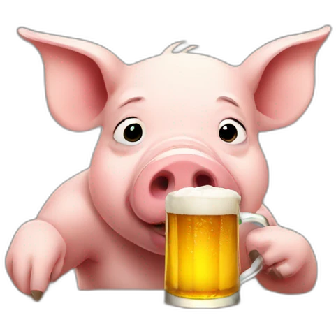 a pig drinking beer emoji