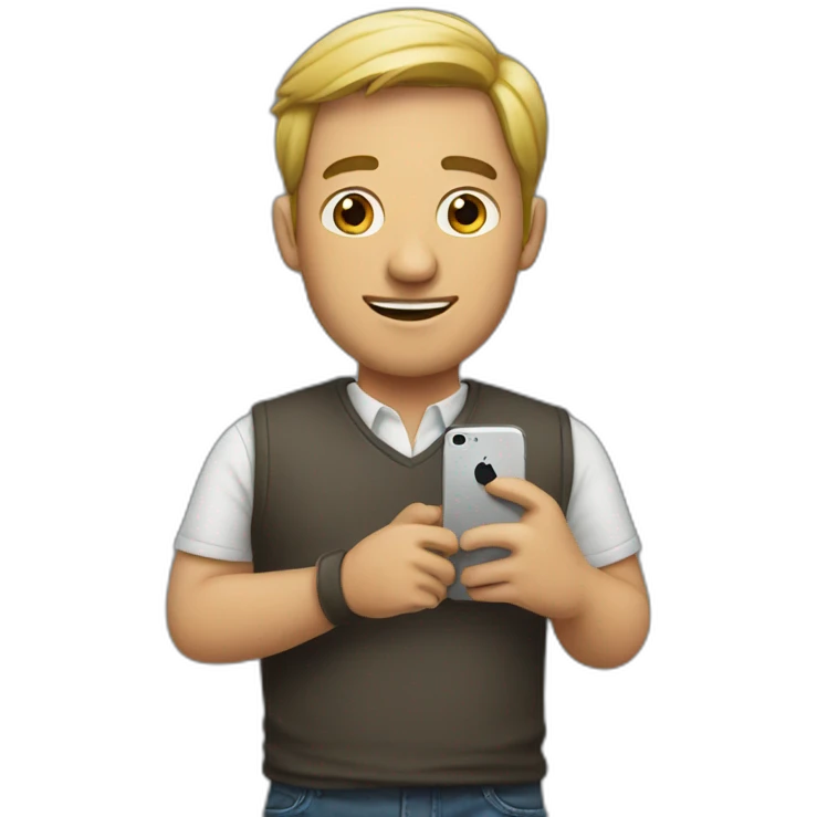 A man with iphone emoji