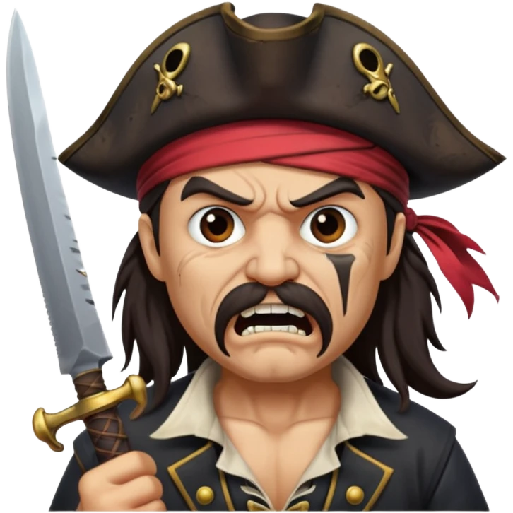 angry pirate with a knife in mouth emoji