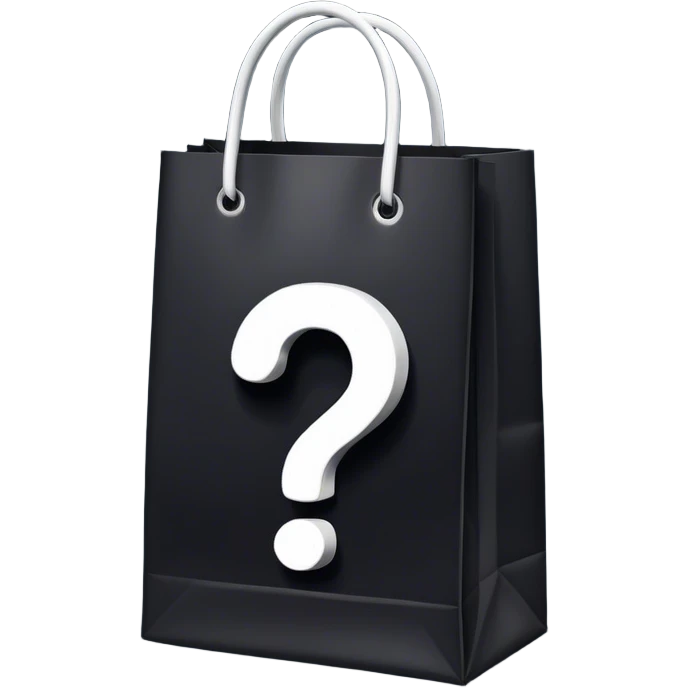 dark goodie bag with question mark emoji