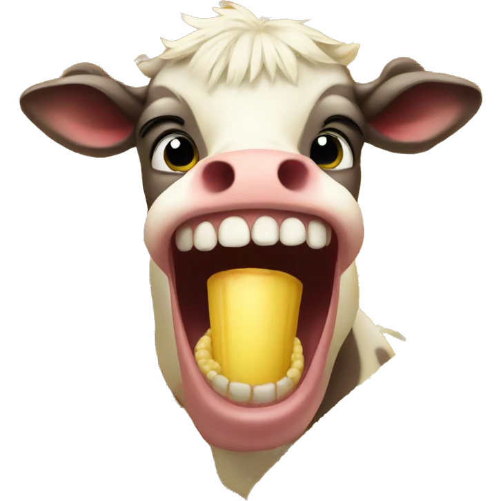 Corn in a cows mouth emoji