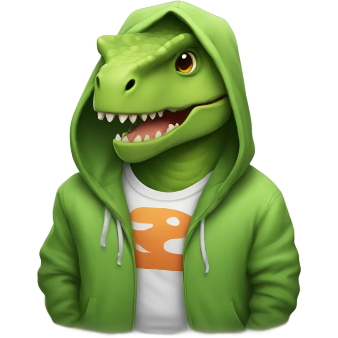 Dinosaur with a hoodie emoji