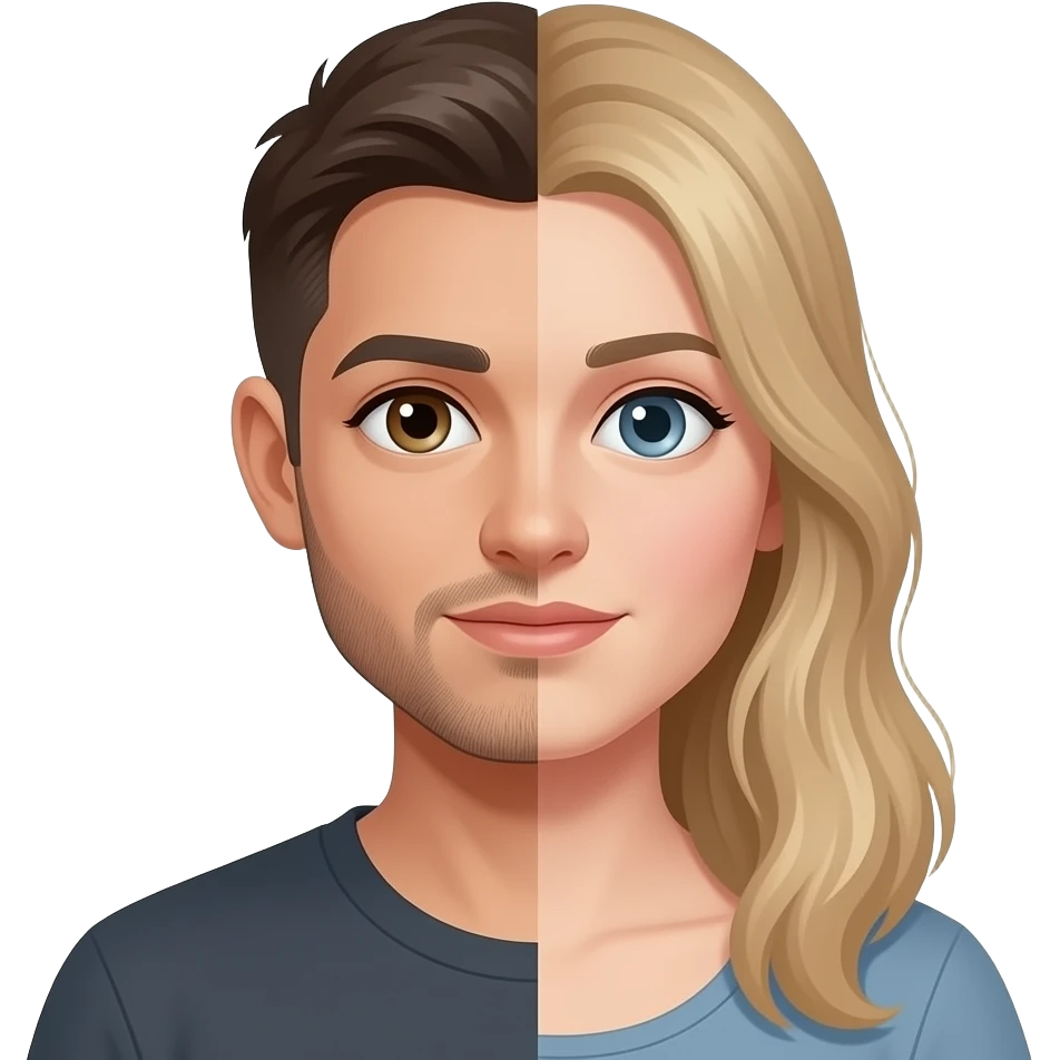 guy transforming into girl emoji