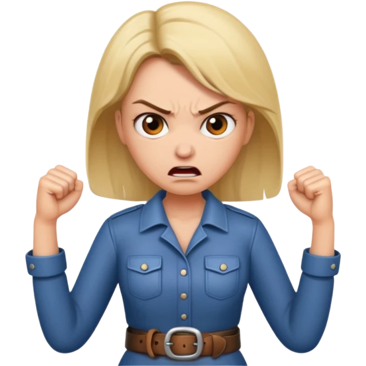 mom with a belt in her hands and an angry expression on her facd emoji