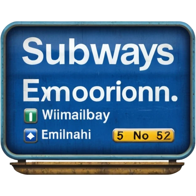 Platform NO.5 board , blue text display, Subway Sign. emoji