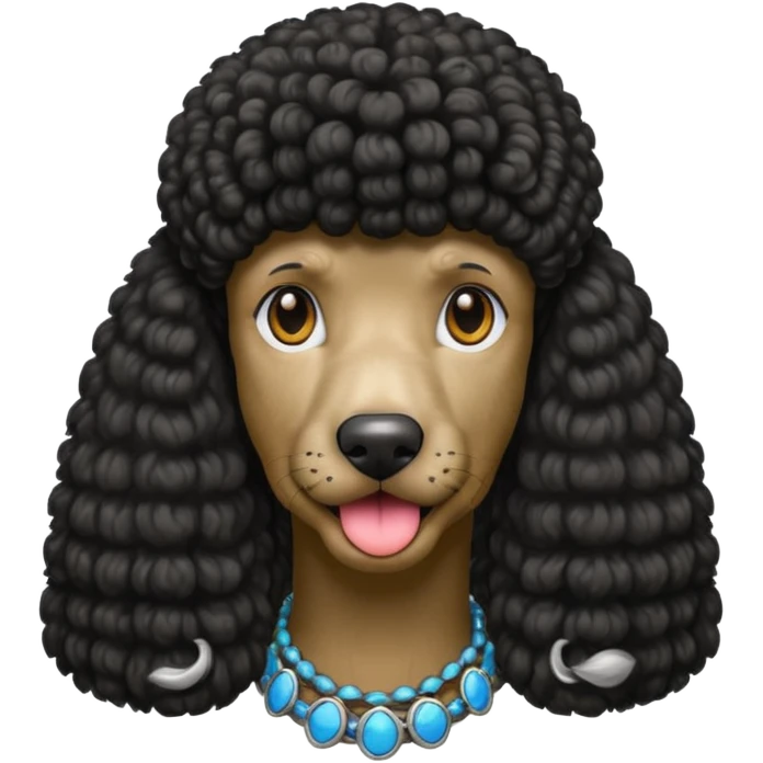 Black standard poodle with mullet emoji  emoji