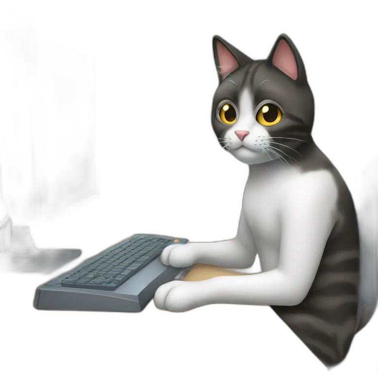 working on computer cat emoji