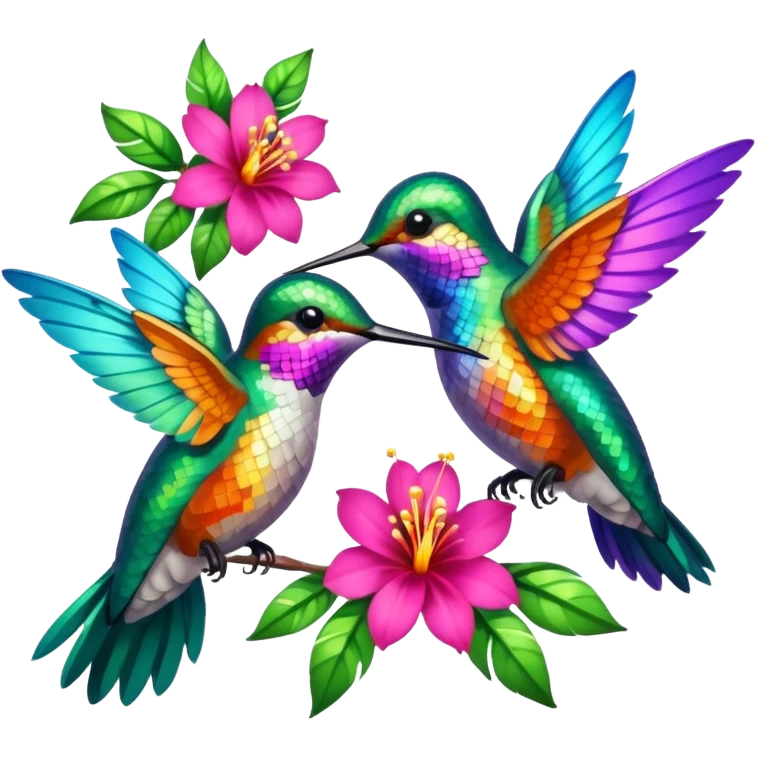 Hummingbirds with flowers emoji