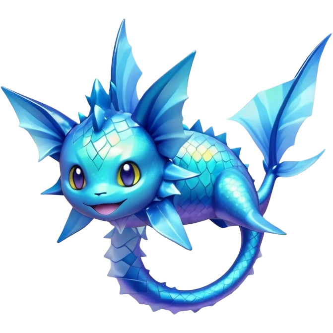 Shiny colorful Vaporeon-Amaura-Pokémon-hybrid-creature emoji