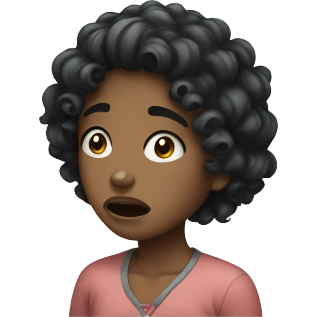 curly black hair girl crying emoji