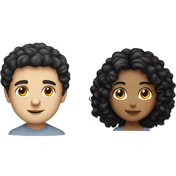 Latin girl and white guy with black curly hair love emoji