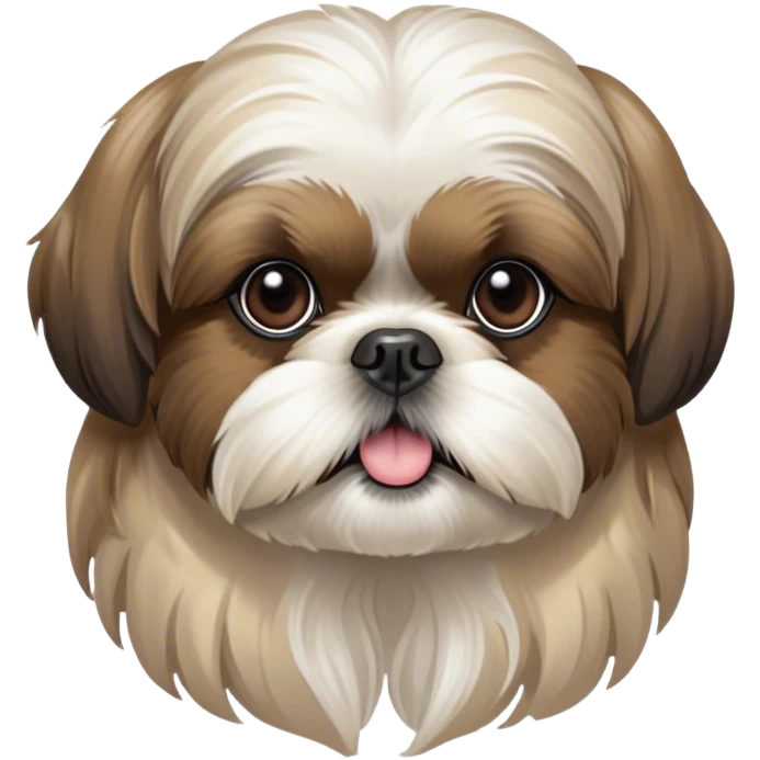 Cinematic Noble Shih Tzu Portrait Emoji, Poised and elegant, with a luxurious, flowing fur in refined muted tones, delicate features and wise, gentle eyes, simplified yet meticulously detailed, glowing with a soft, regal radiance, high shine, exuding quiet dignity and timeless charm, soft glowing outline, capturing the essence of a noble Shih Tzu that epitomizes refined poise! emoji