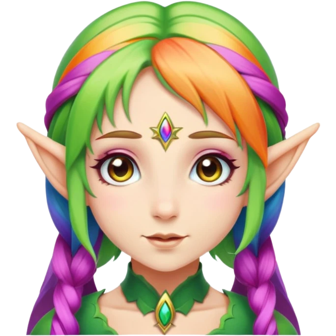 Rainbow hair elf girl emoji
