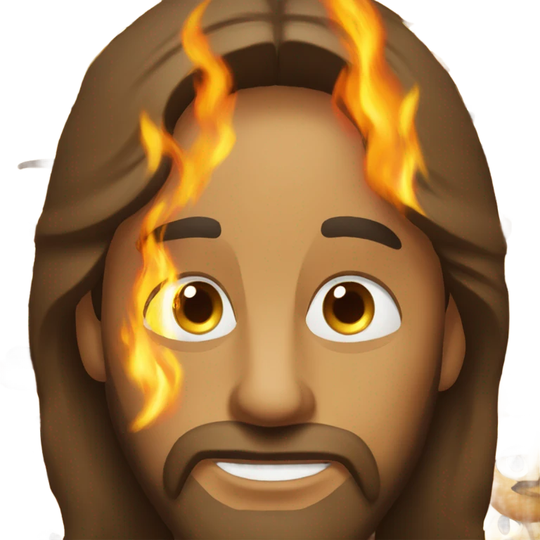 Jesus with fire emojis in his eyes emoji