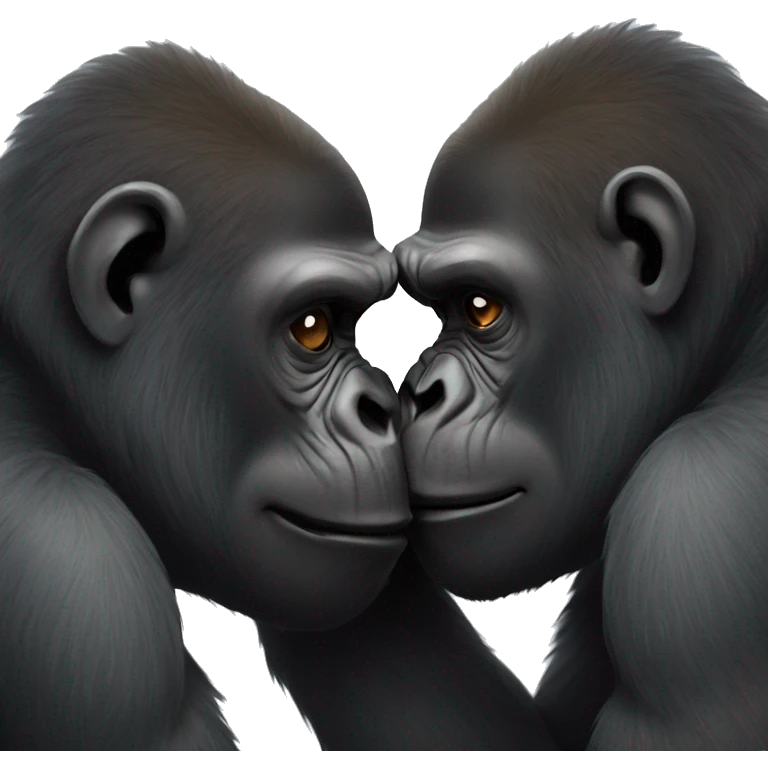 Two black gorillas touching noses emoji