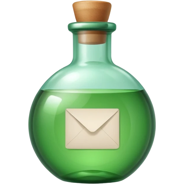 message round bottle with paper inside green emoji