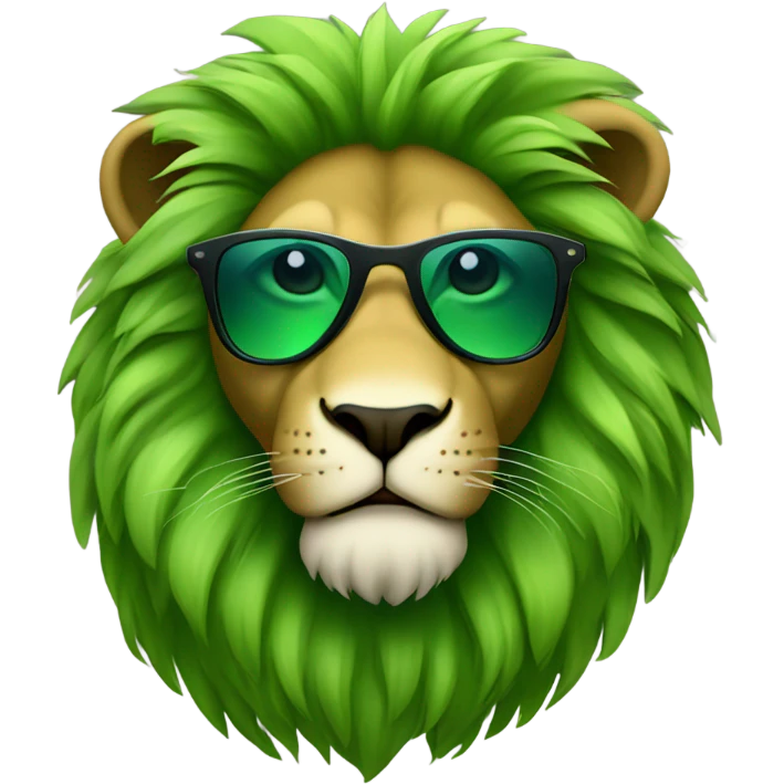 Green lion with sunglasses emoji