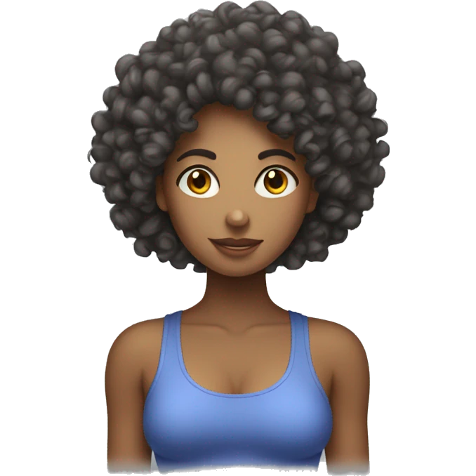 Women curly hair lifting weight  emoji