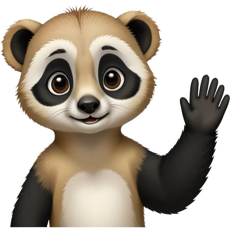 Meerkat waving good bye to a panda emoji